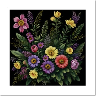 Colorful Wildflowers Pattern Posters and Art